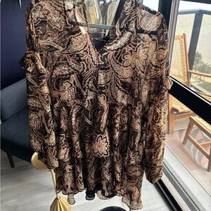 Chelsea28 Ruffle Layer Paisley Mini Dress